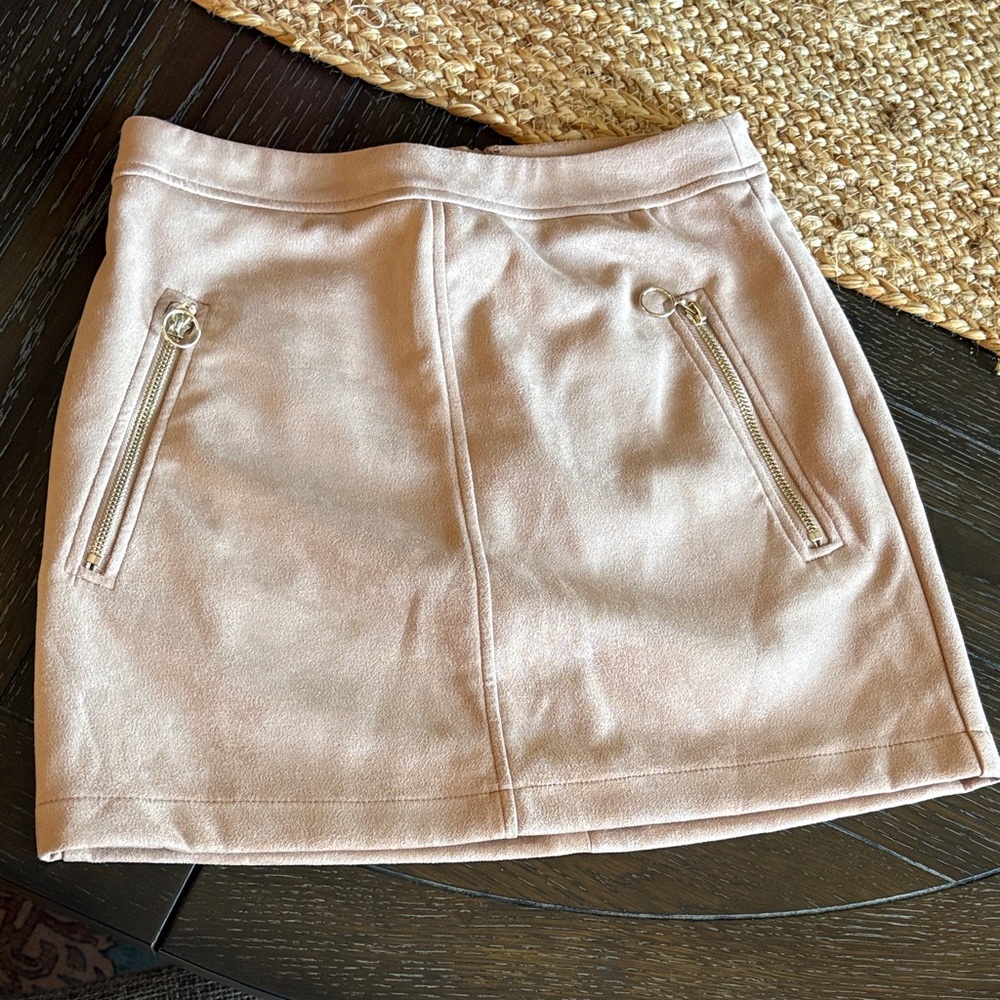 Faux Suede dusky Rose Women's Mini Skirt - SMALL